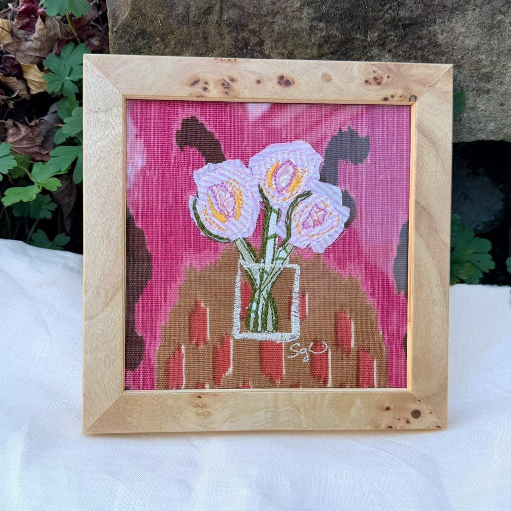 Mini Three flowers on pink
