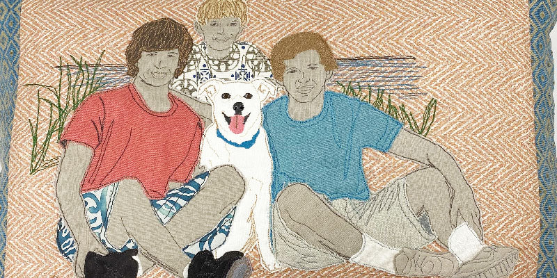 commissioned family fabric portrait pillow