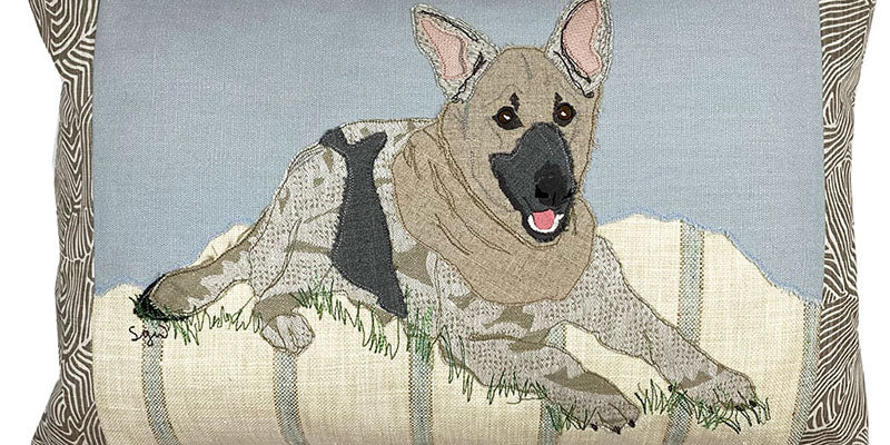 commissioned dog portrait pillow
