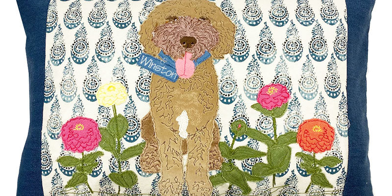 commissioned dog portrait pillow