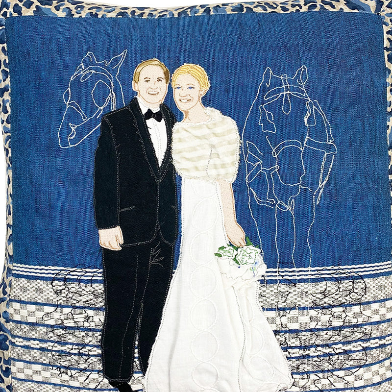 Custom wedding portrait pillow